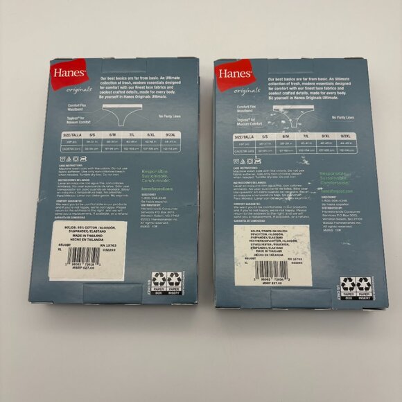 Hanes Ultimate (3) Women's Cotton Stretch Thongs Underwear Pack (x2), Size 8/XL - Picture 2 of 2